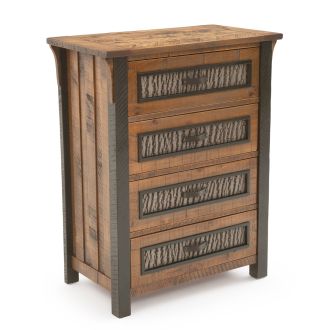Winter Forest Rustic Barnwood 4 Drawer Chest